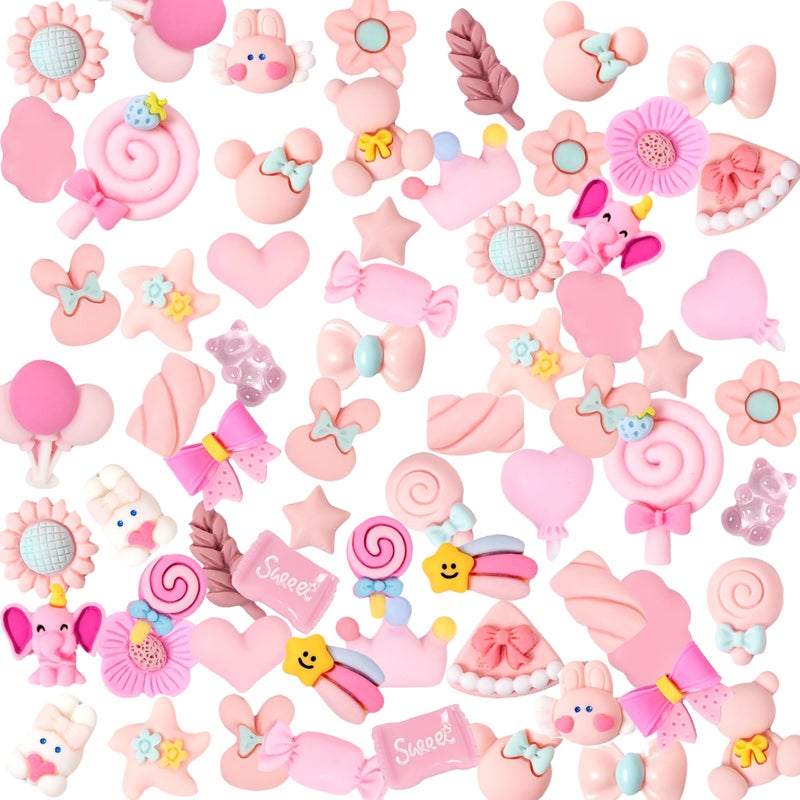 Damyda 70 Pcs Slime Charms Pink Resin Charms Cute Embellishments Bulk Mixed Ornament Decorations Accessories - Image 2